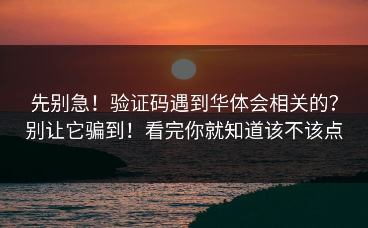 先别急!验证码遇到华体会相关的?别让它骗到!看完你就知道该不该点