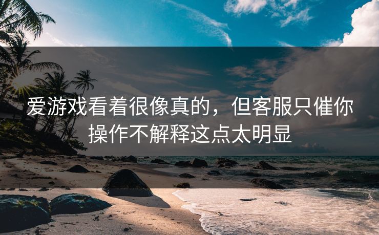 爱游戏看着很像真的，但客服只催你操作不解释这点太明显